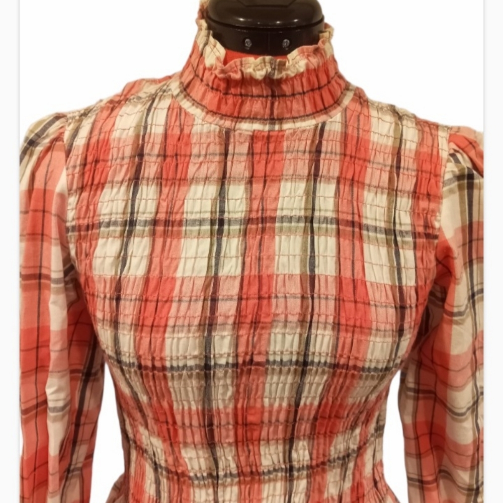 Zara Stretchy Fitted Plaid Long Sleeve - Picture 2 of 9